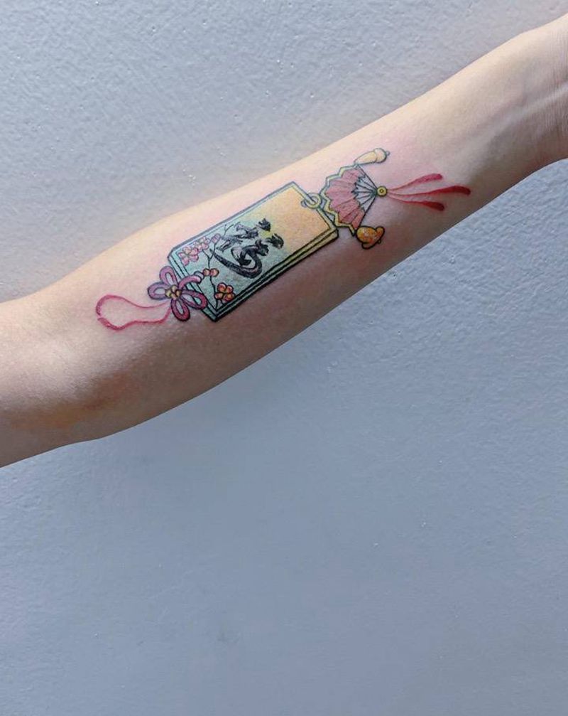 小臂御守纹身纹身图片_手臂新传统纹身图案