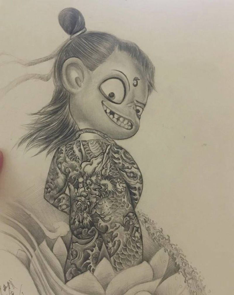 手画纹身图片_老传统纹身图案