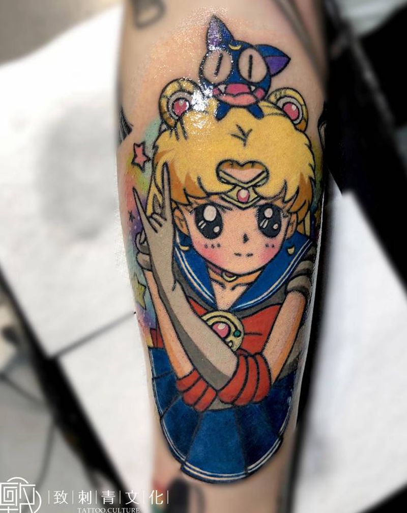 school作品拼接纹身图片_手臂New School水彩纹身图案