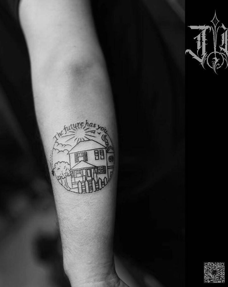 家纹身图片_手臂线清新纹身图案