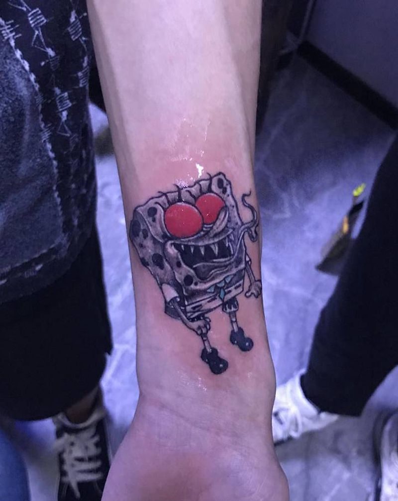 海绵宝宝纹身图片_小清新纹身图案