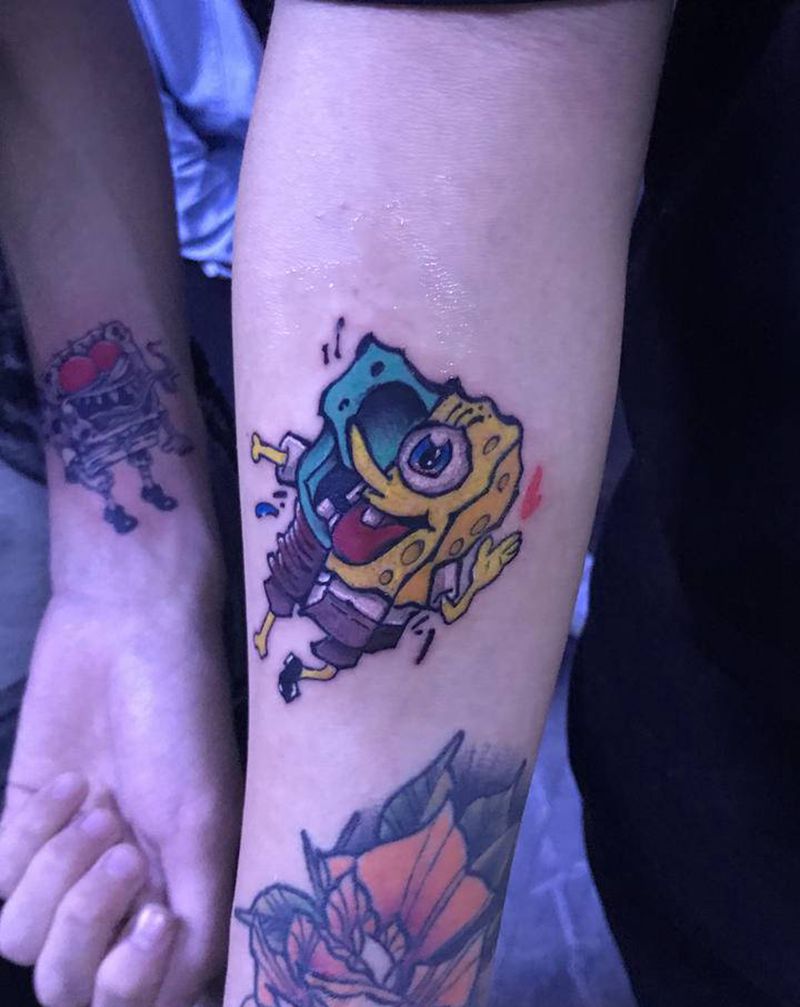 海绵宝宝纹身图片_小清新纹身图案