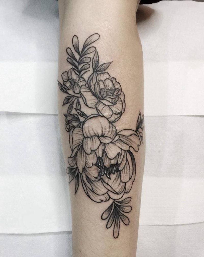 素花纹身图片_手臂纹身图案