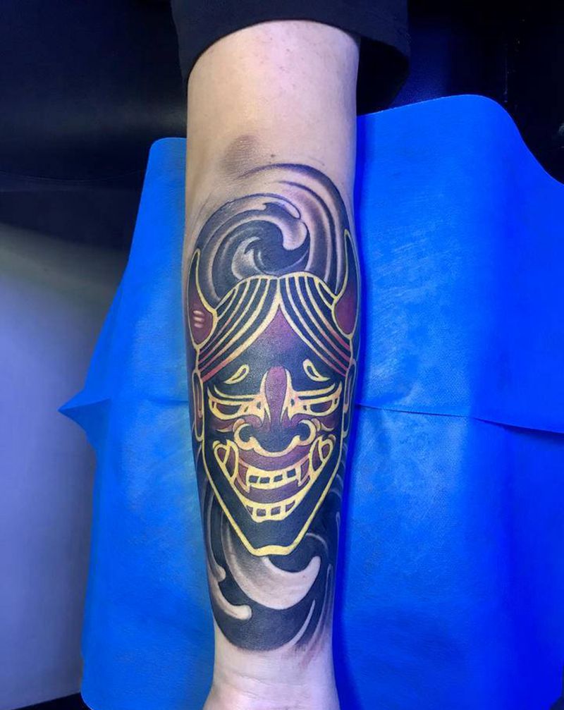 般若面纹身图片_手臂纹身图案