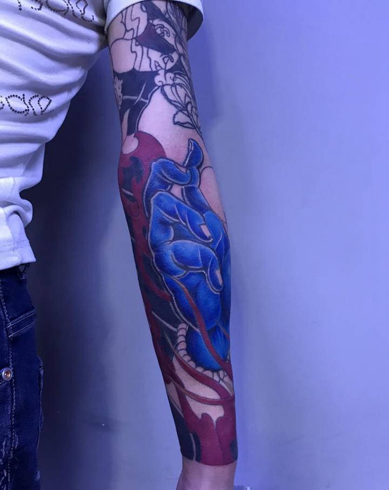 大黑天手纹身图片_手臂新传统纹身图案