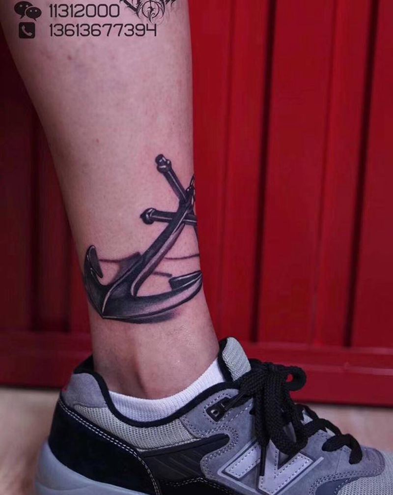 船⚓️纹身图片_腿部欧美写实纹身图案