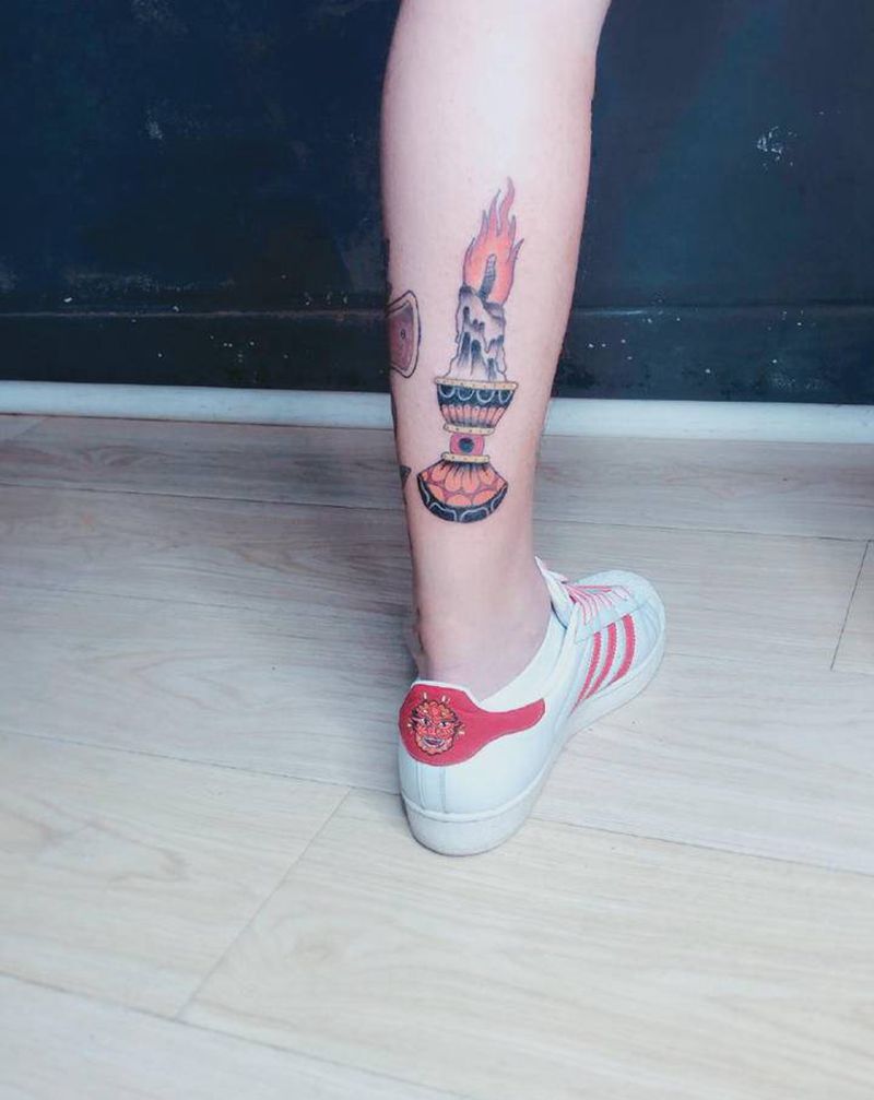 old school蜡烛纹身图片_Old School纹身图案