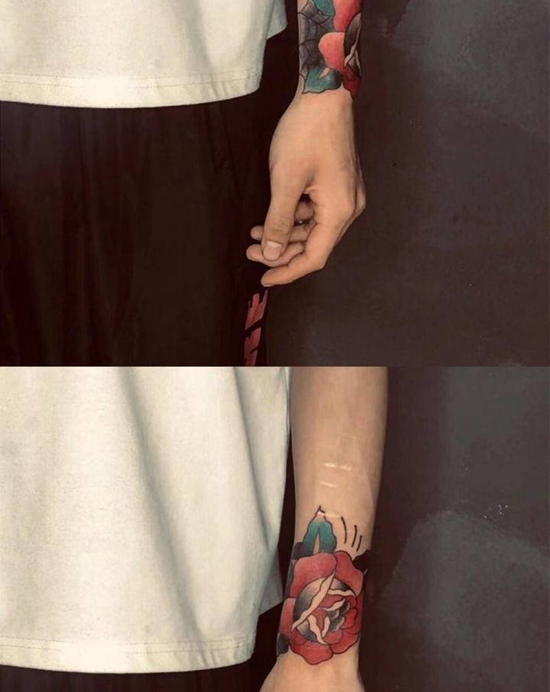 old school玫瑰纹身图片_Old School纹身图案