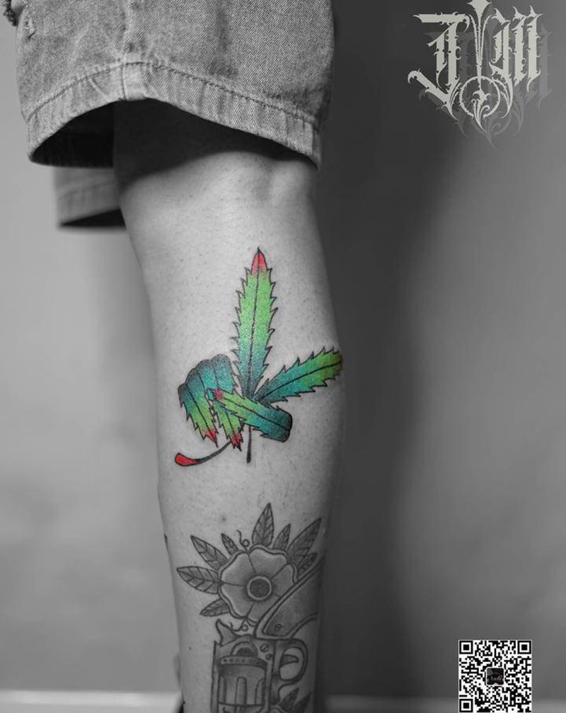 old school叶子纹身图片_Old School纹身图案
