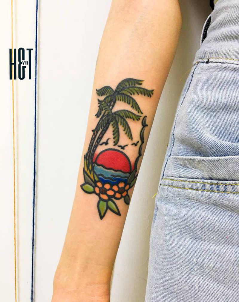 school遮盖失败纹身图片_手臂Old School修改遮盖纹身图案