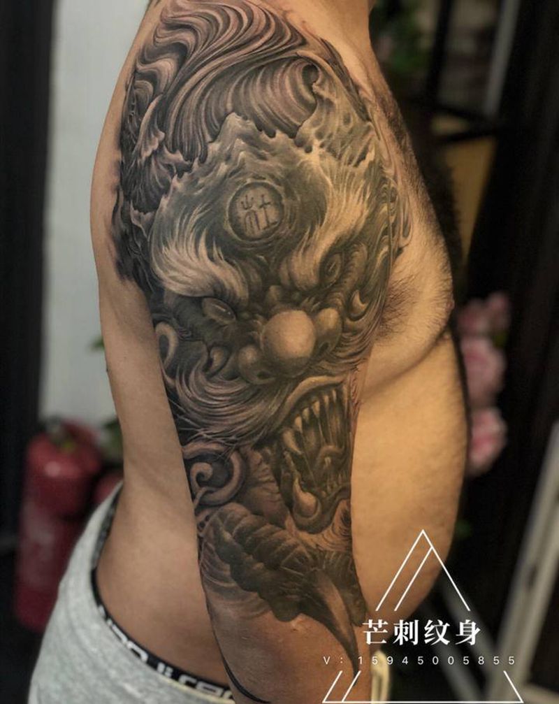 大龙纹身图片_手臂新传统欧美写实龙写实龙大臂龙纹身图案