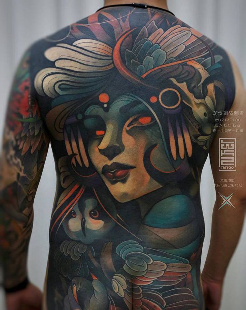 大庆纹身龙纹刻战刺青文化纹身图片_背部纹身图案