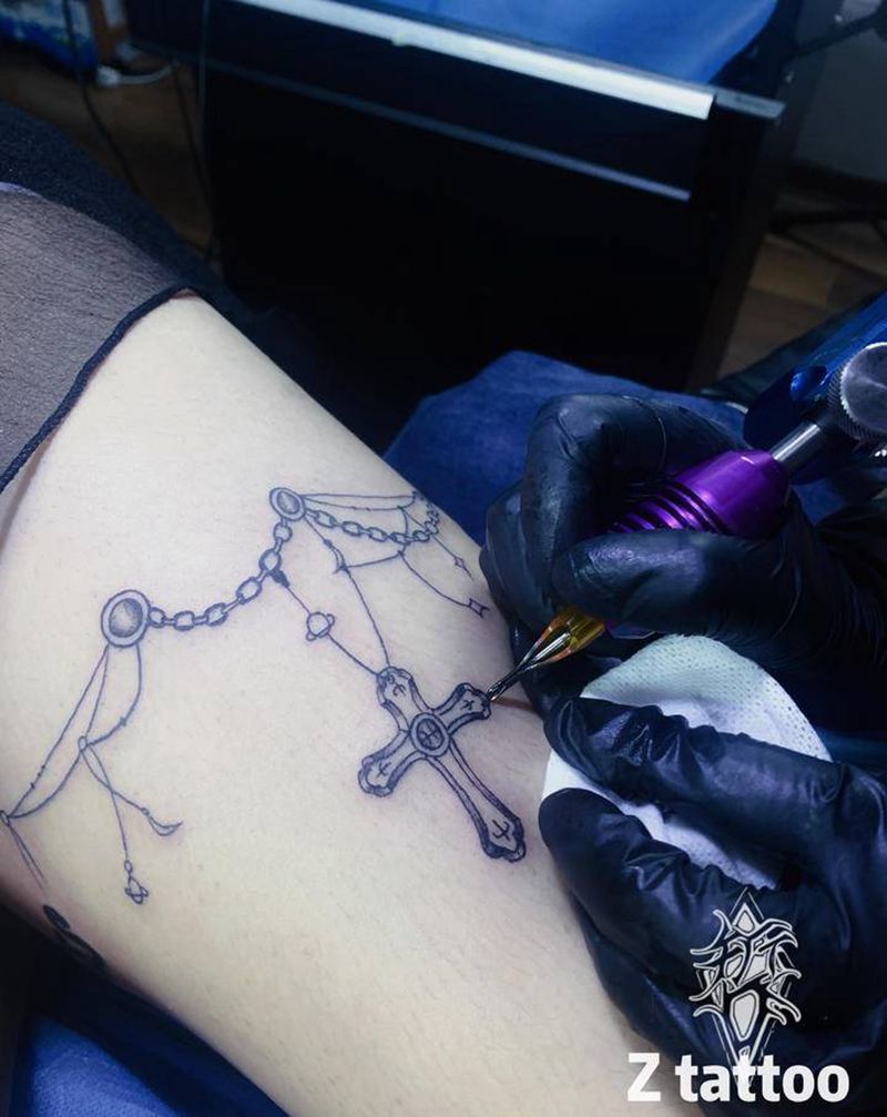 原创作品腿环纹身纹身图片_腿部欧美写实New School纹身图案