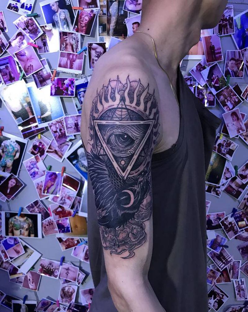 上帝之眼纹身图片_手臂纹身图案