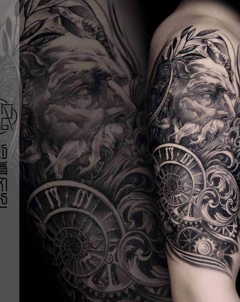 海神纹身图片_手臂欧美写实纹身图案