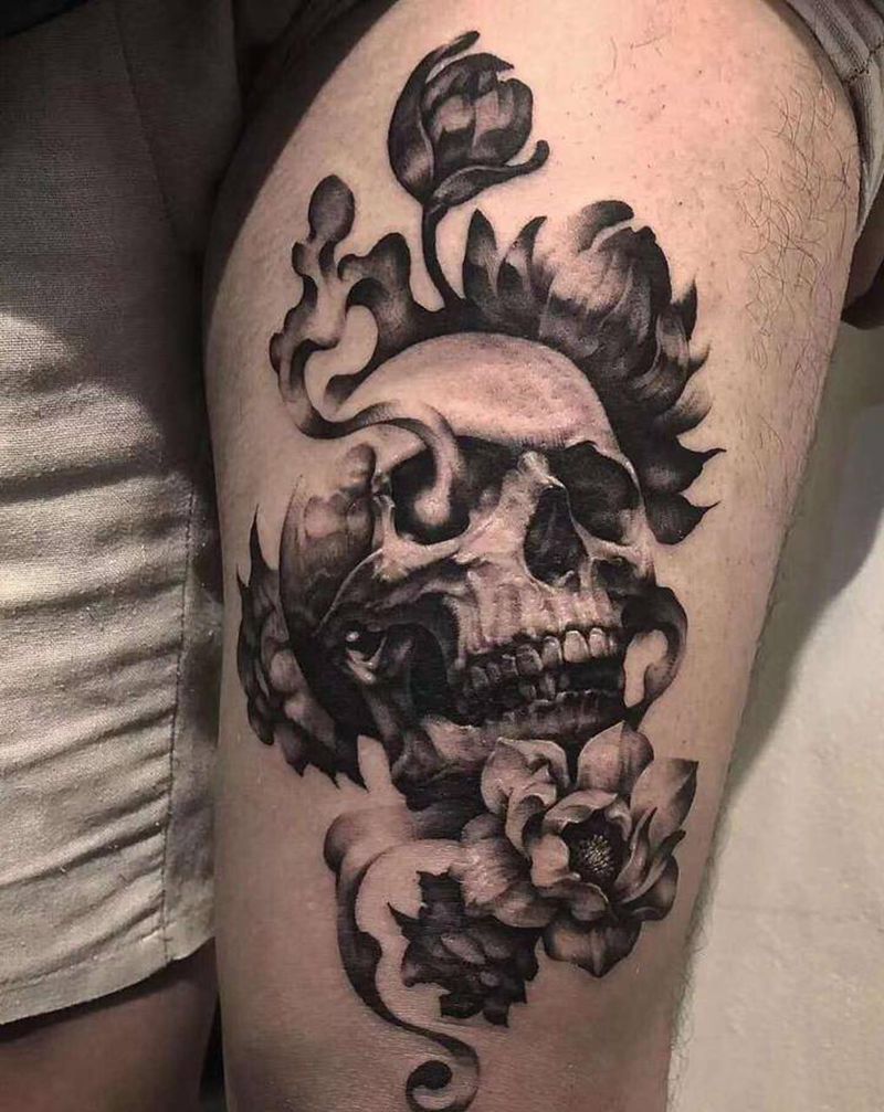 写实骷髅纹身图片_手臂欧美写实纹身图案