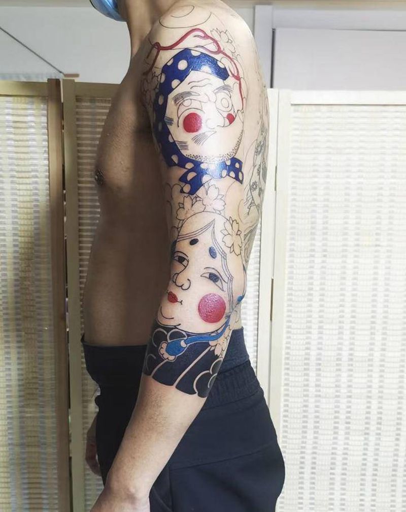 老传统纹身图片_手臂老传统七分臂纹身图案