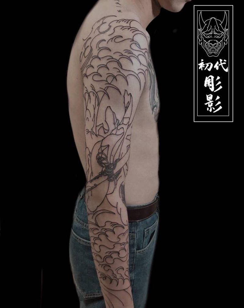 线纹身图片_老传统纹身图案