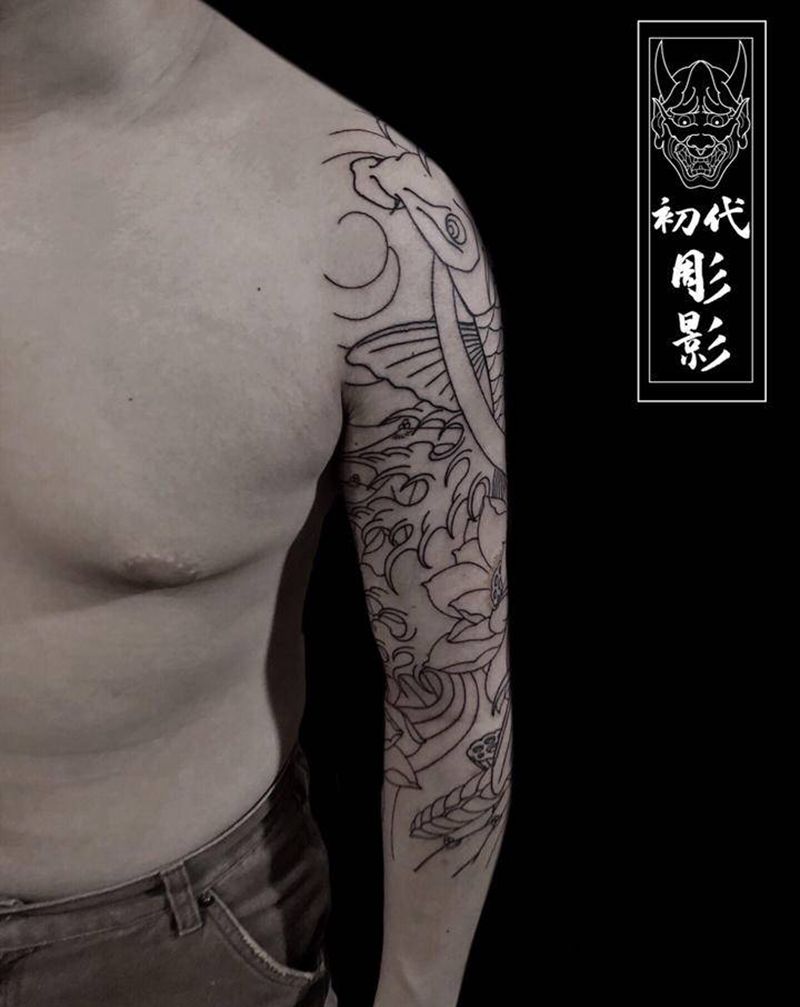 鲤鱼纹身图片_老传统纹身图案