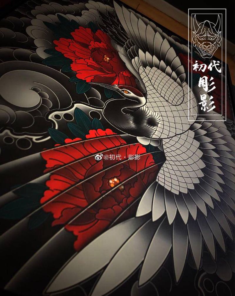 日式仙鹤纹身图片_老传统仙鹤纹身图案