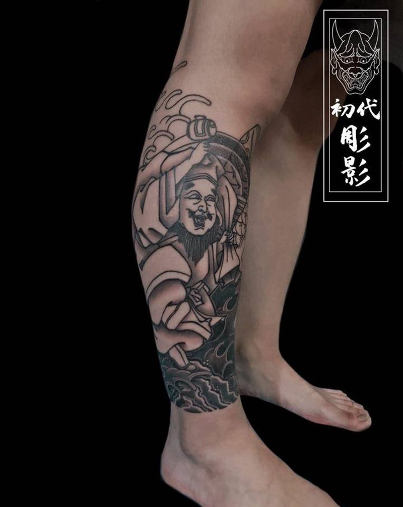 老传统纹身图片_腿部老传统纹身图案