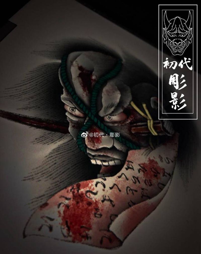 生首纹身图片_老传统纹身图案