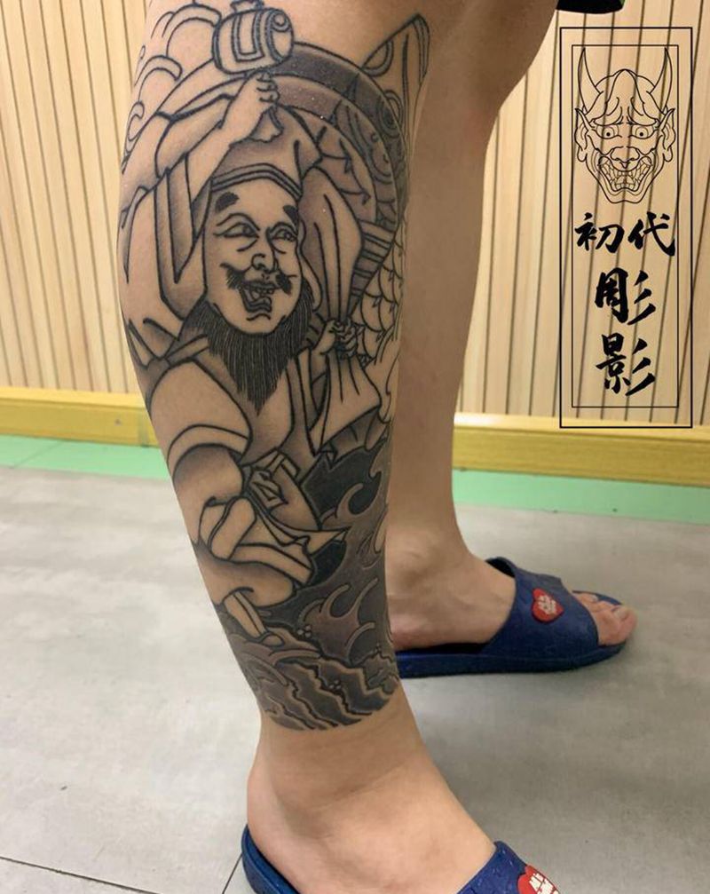 恢复好的反馈纹身图片_腿部老传统纹身图案