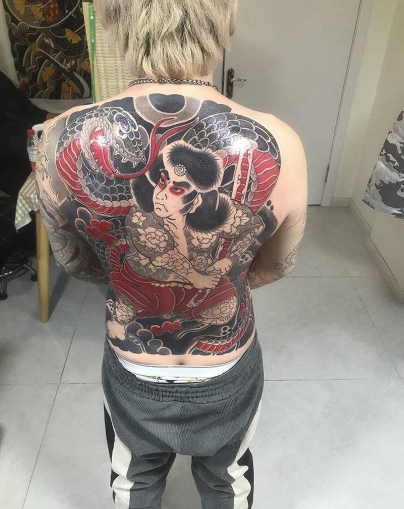 老传统（顾客有的部分扣掉色）纹身图片_老传统纹身图案