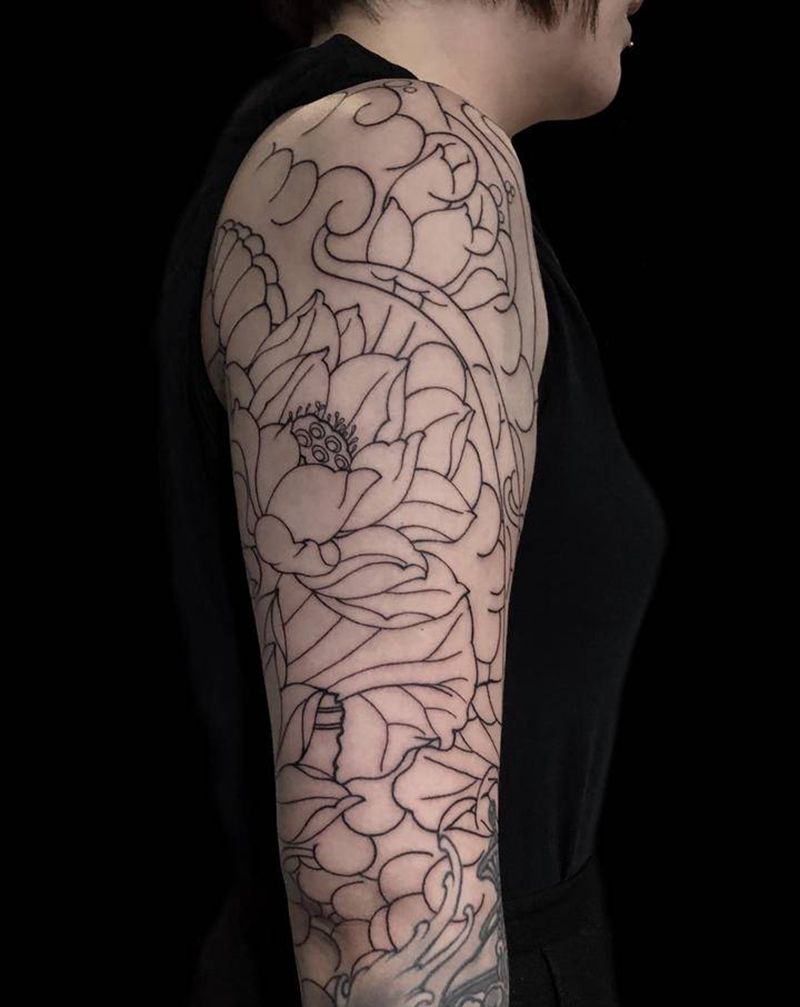 接花臂纹身图片_手臂老传统纹身图案