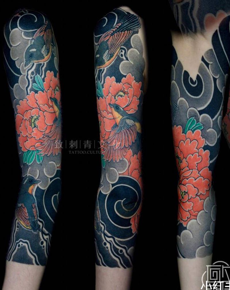 老传统花臂纹身图片_手臂老传统纹身图案