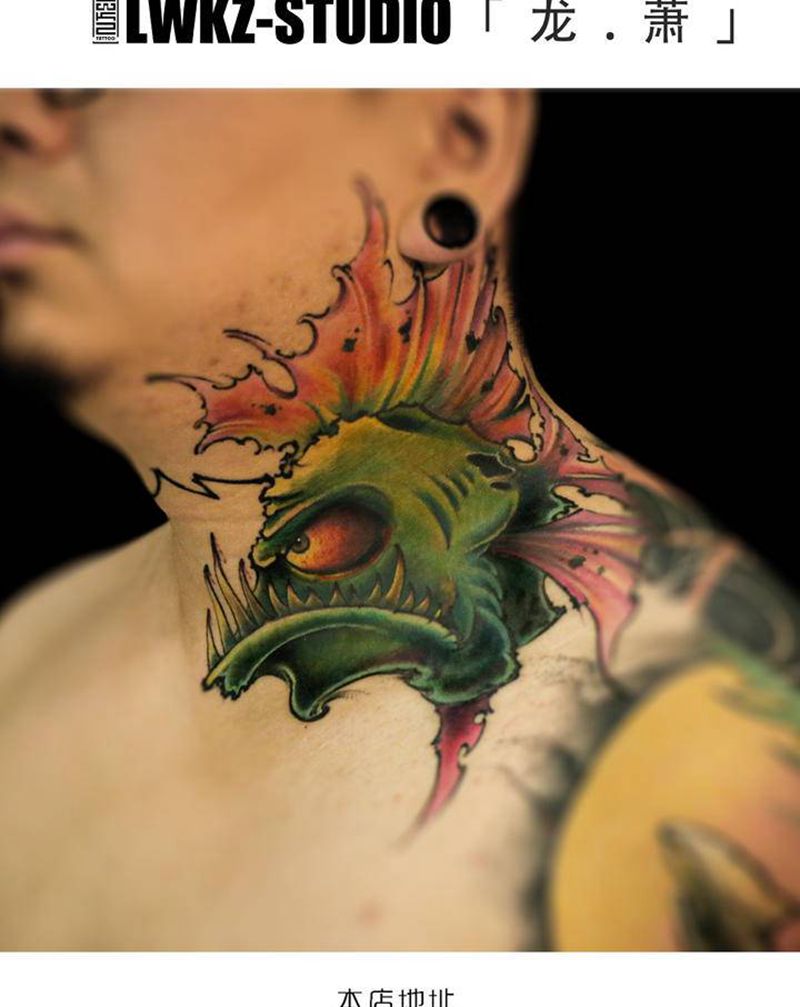 一条怪鱼纹身图片_New School纹身图案