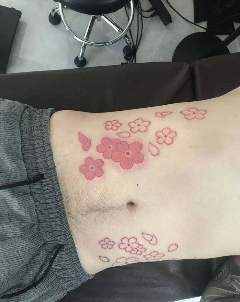 樱花纹身图片_老传统纹身图案