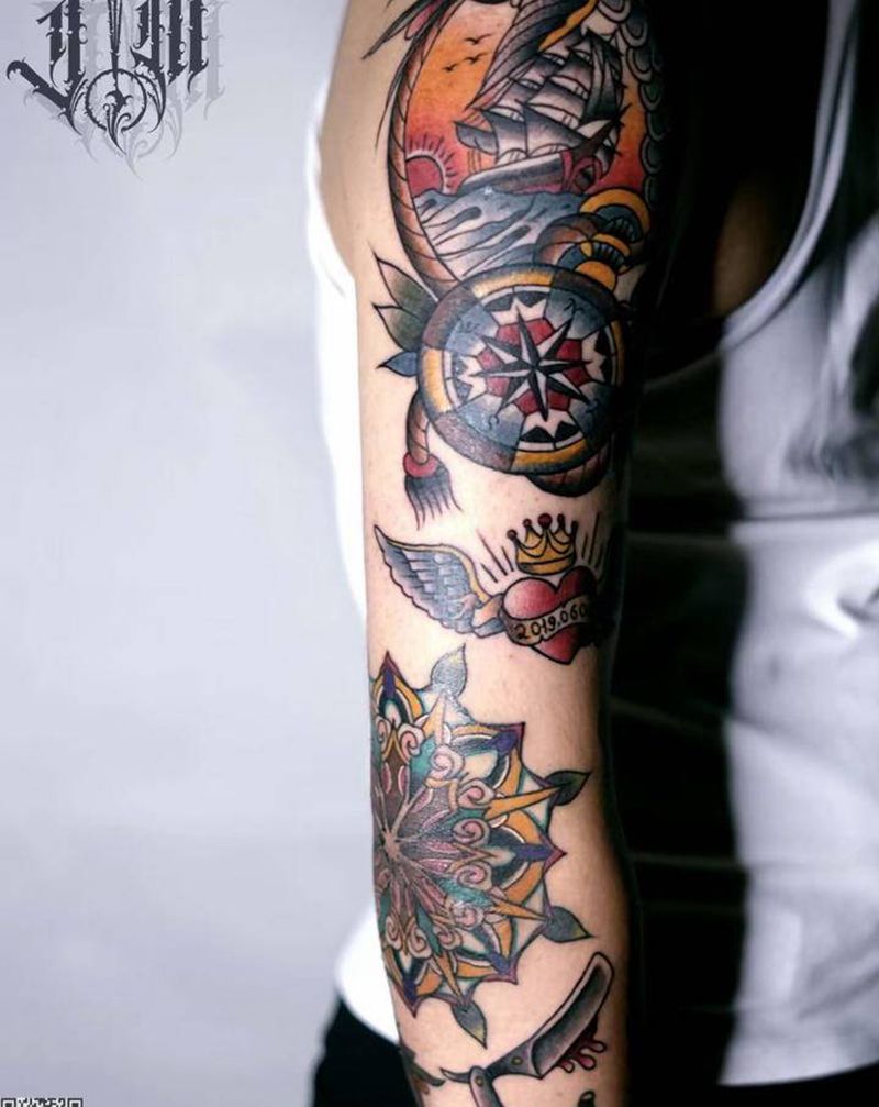 old school花臂纹身图片_Old School纹身图案