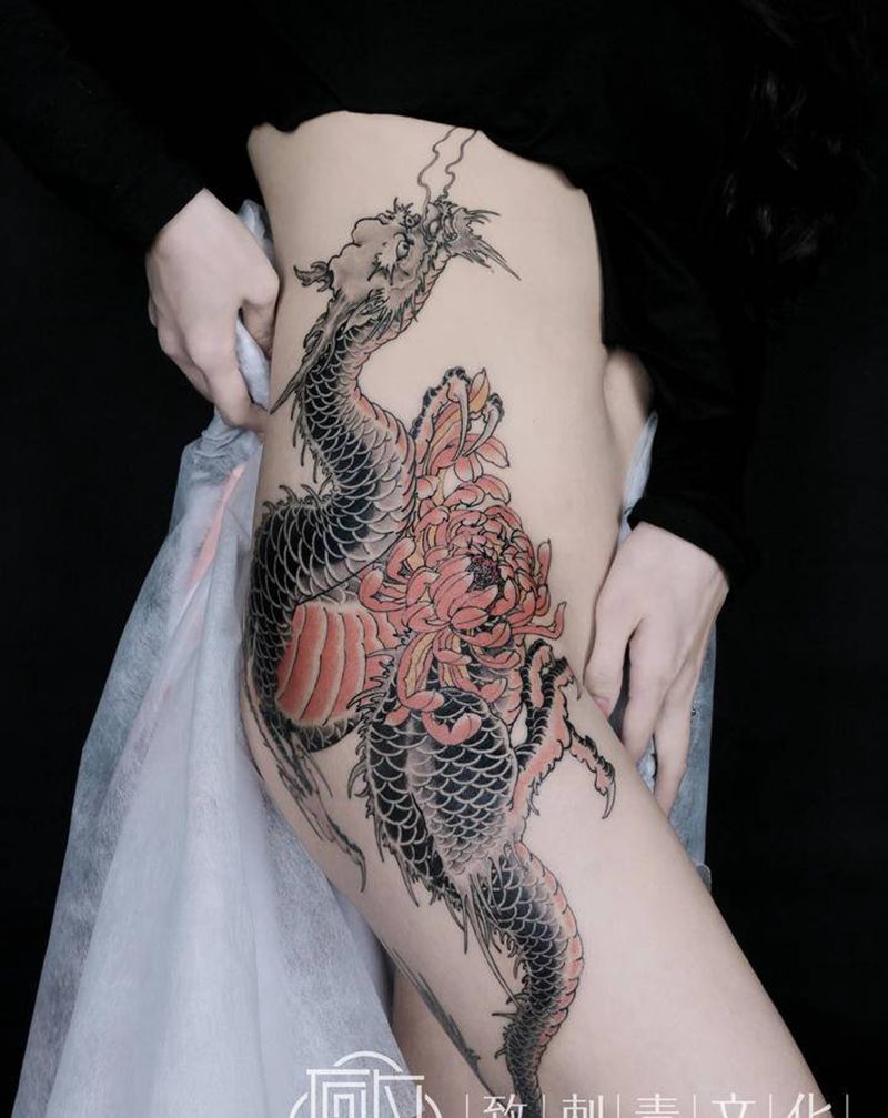 致tattoo出品纹身图片_腿部臀部老传统纹身图案