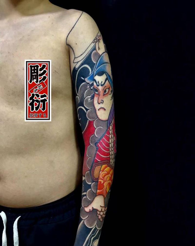 桃太郎纹身图片_手臂老传统纹身图案