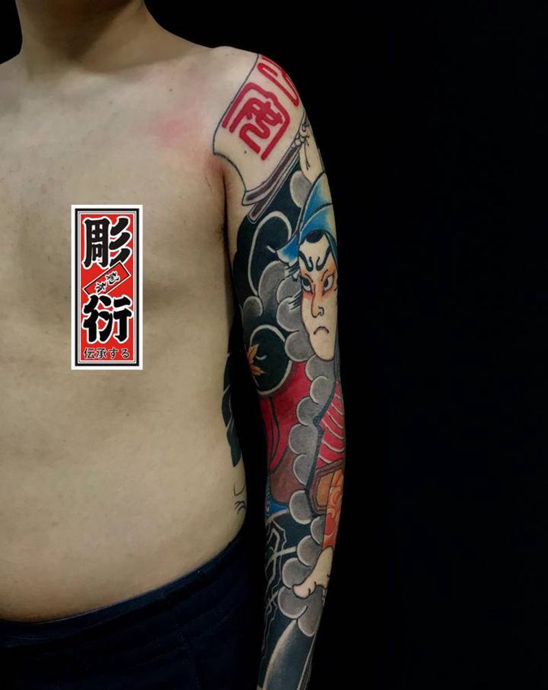 桃太郎纹身图片_手臂老传统纹身图案