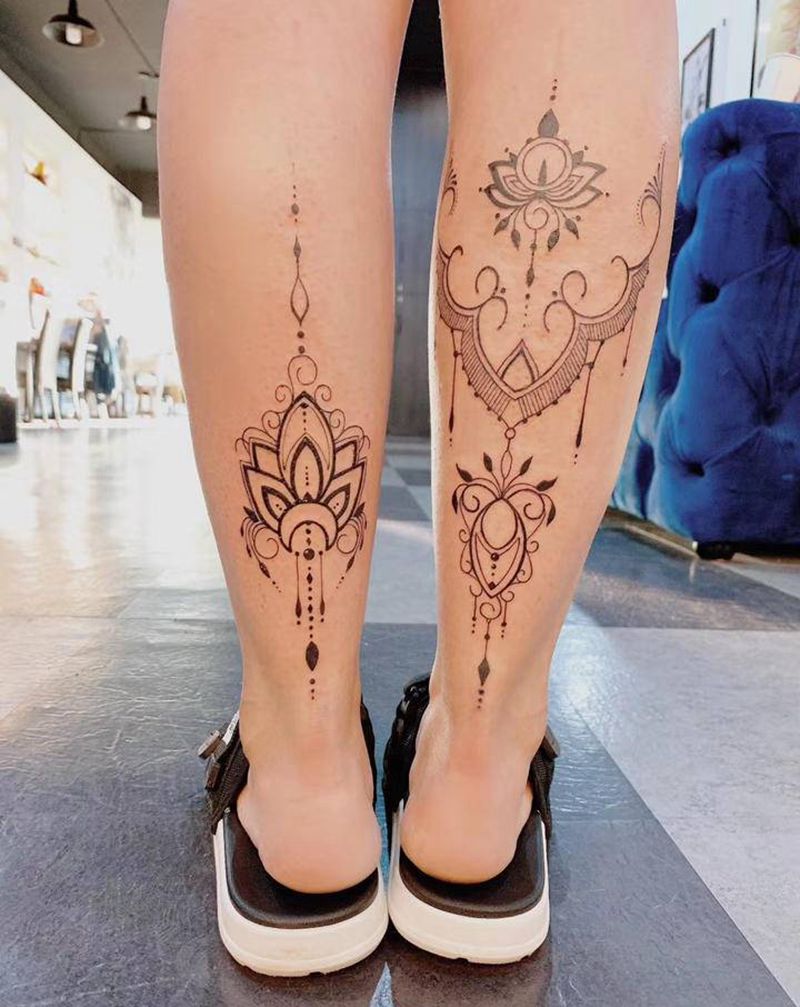 图腾纹身图片_腿部图腾纹身图案