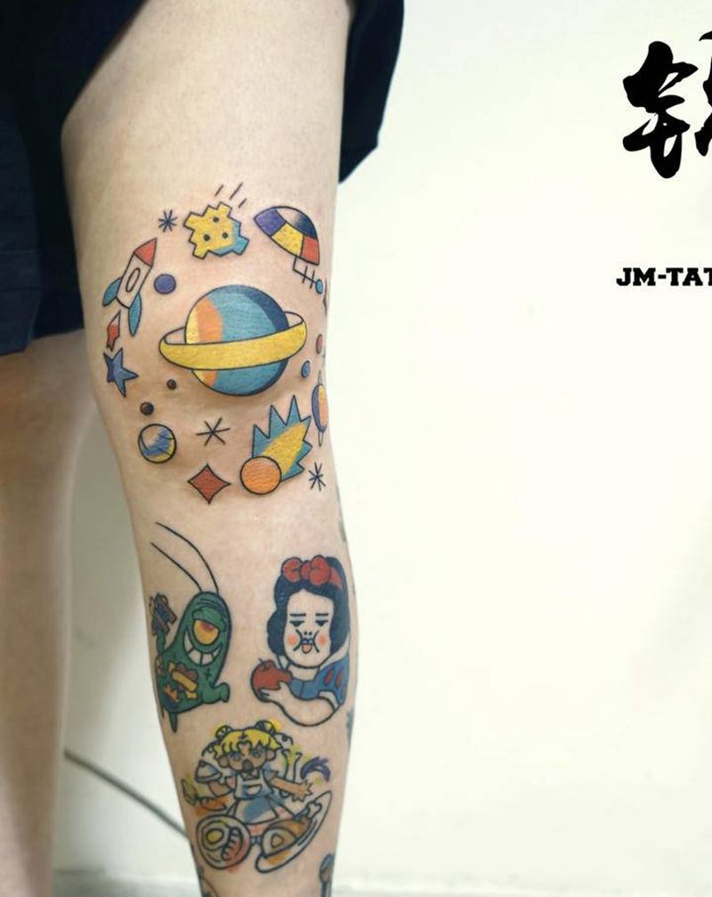 动漫花腿拼接未完成…纹身图片_腿部纹身图案