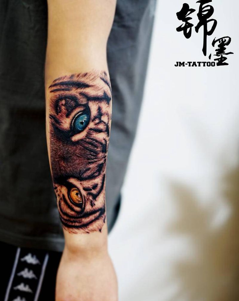 欧美老虎纹身图片_手臂欧美写实纹身图案