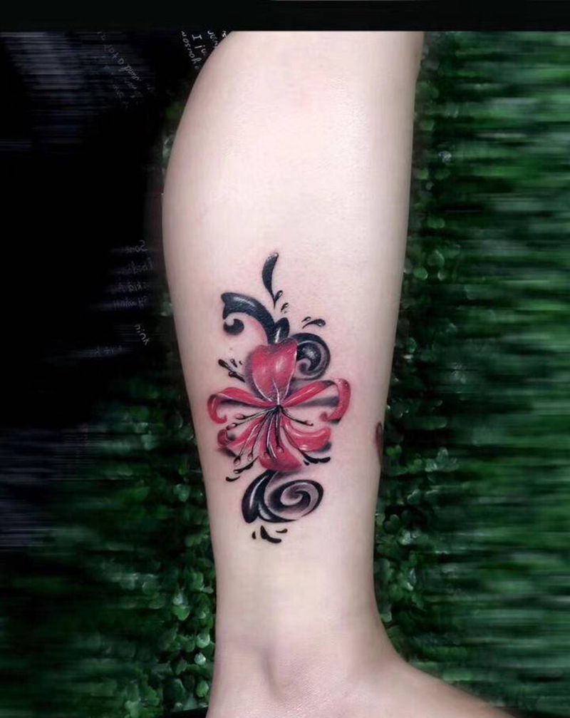 彼岸花纹身图片_水彩水墨彼岸花纹身图案