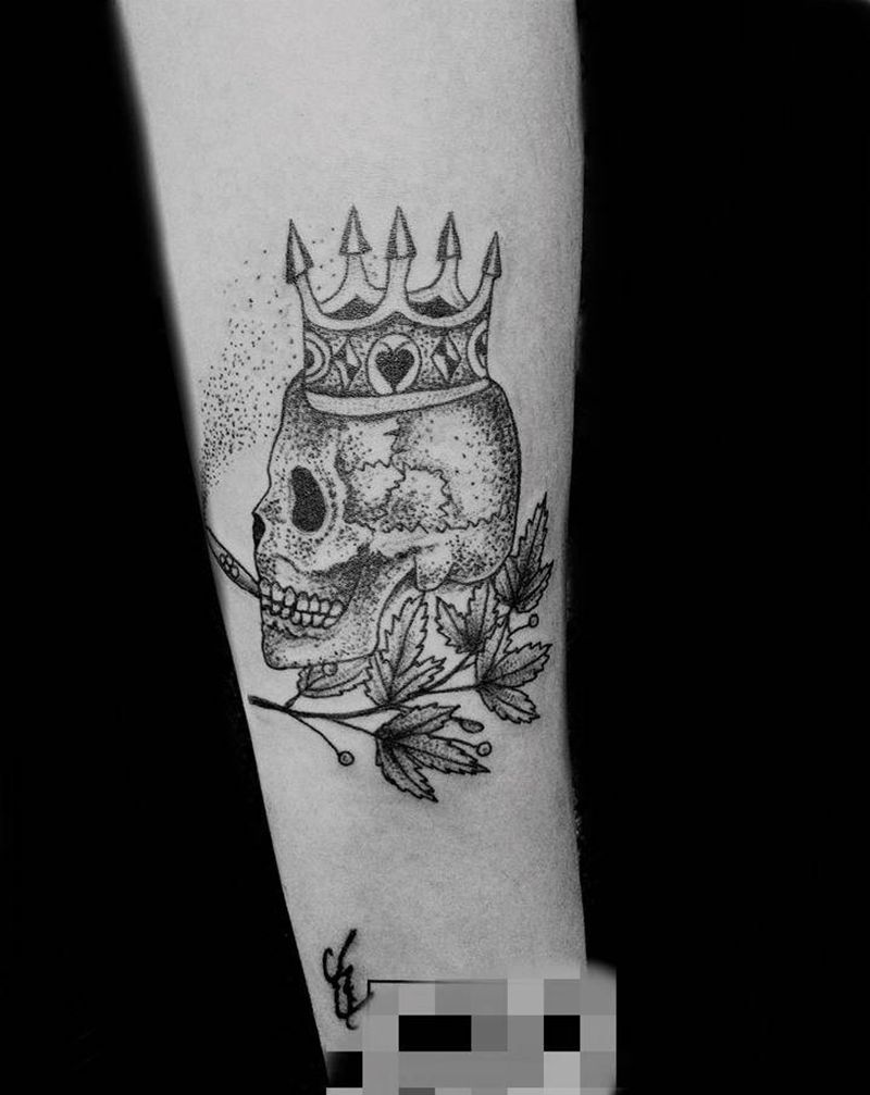 小臂骷髅纹身图片_手臂纹身图案