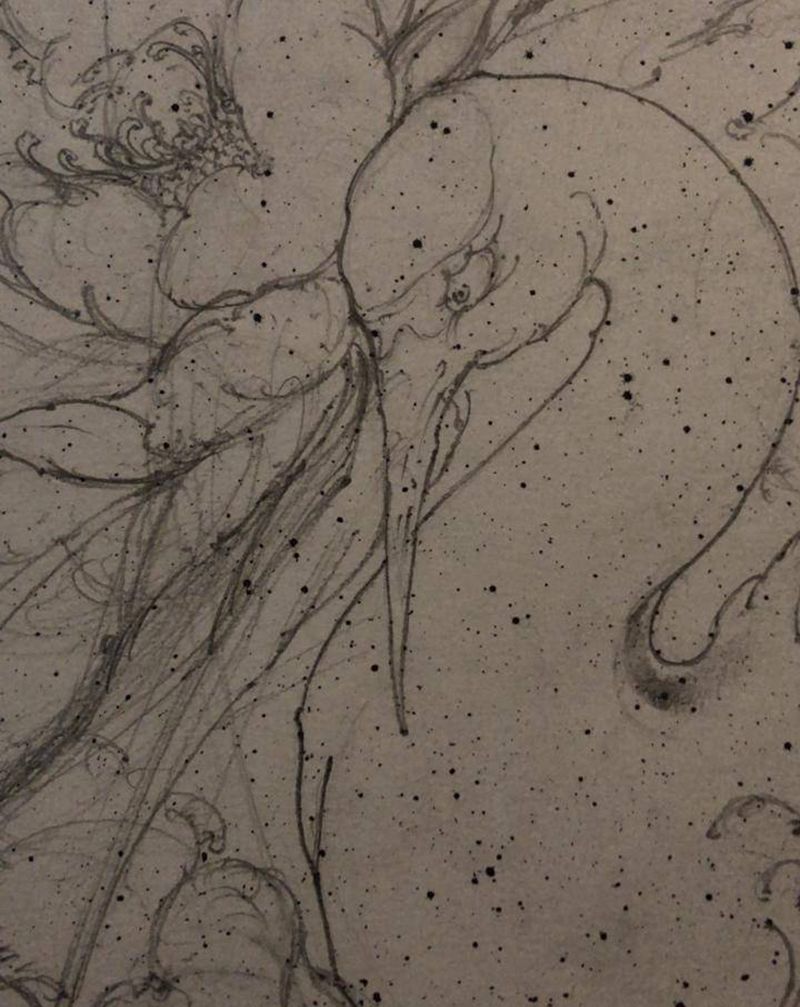 手稿 鹤纹身图片_手臂腿部新传统纹身图案