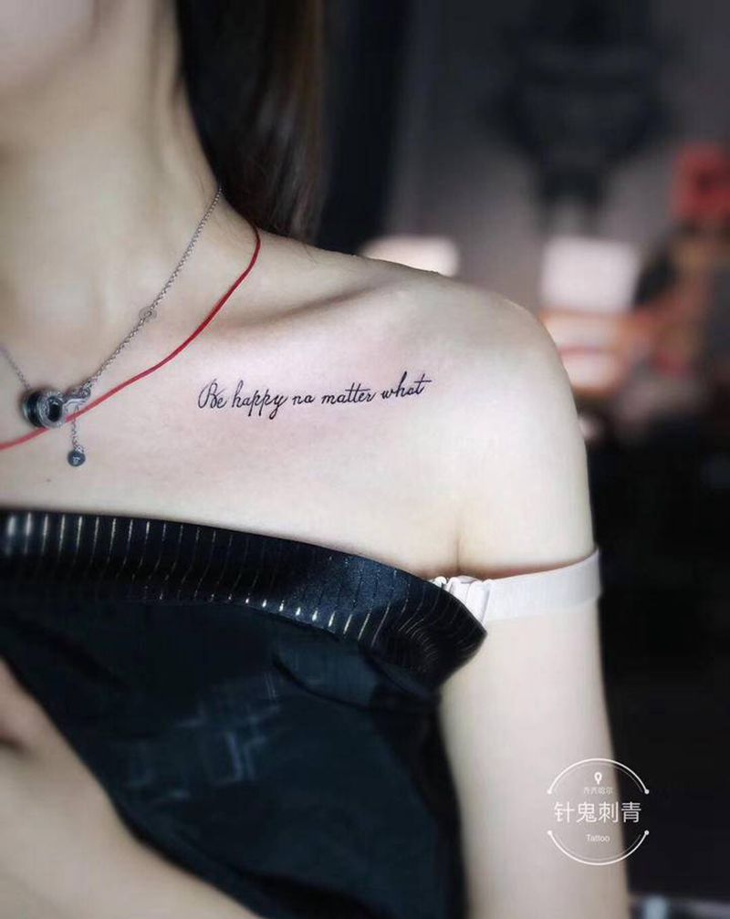 媛师傅，今工纹身图片_腿部颈部花体字小清新纹身图案