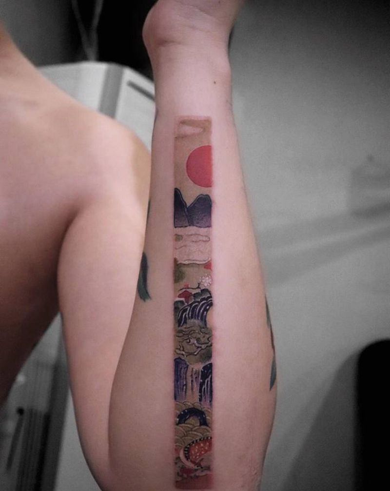 画纹身图片_手臂新传统工笔画纹身图案