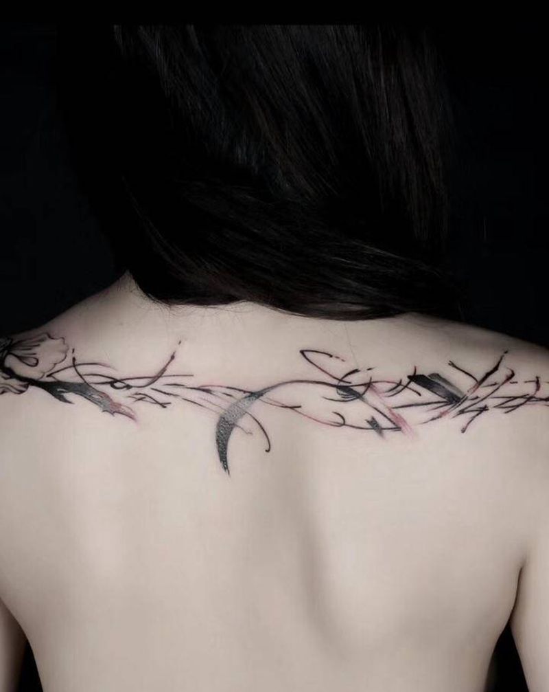 水墨画纹身图片_水墨纹身图案