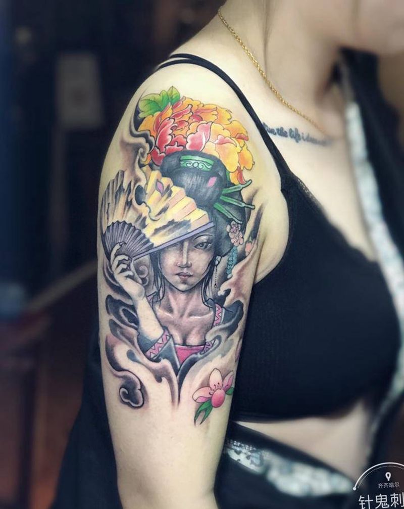 修改，艺姬纹身图片_手臂新传统纹身图案