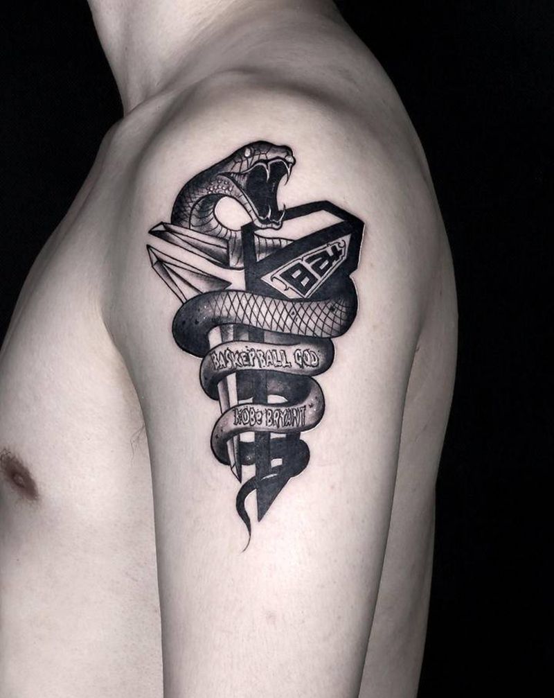 曼巴精神纹身图片_手臂图腾几何科比纹身图案