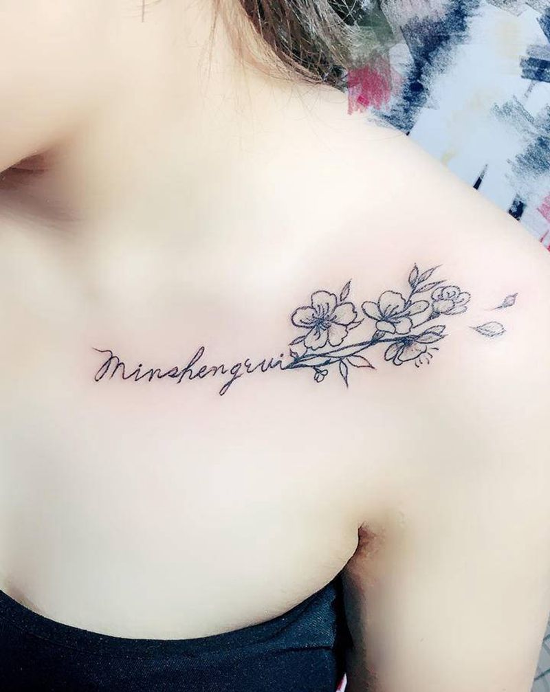 小发发英文纹身图片_肩部胸部纹身图案