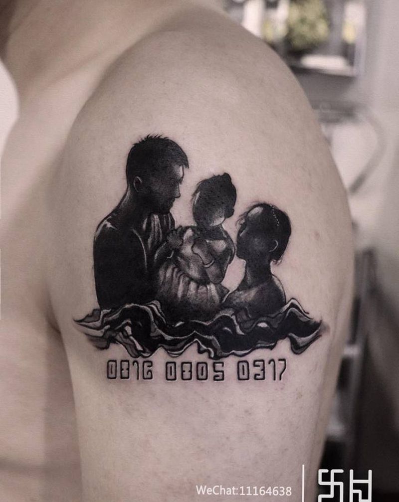 剪影纹身图片_手臂欧美写实简笔剪影照片纹身图案