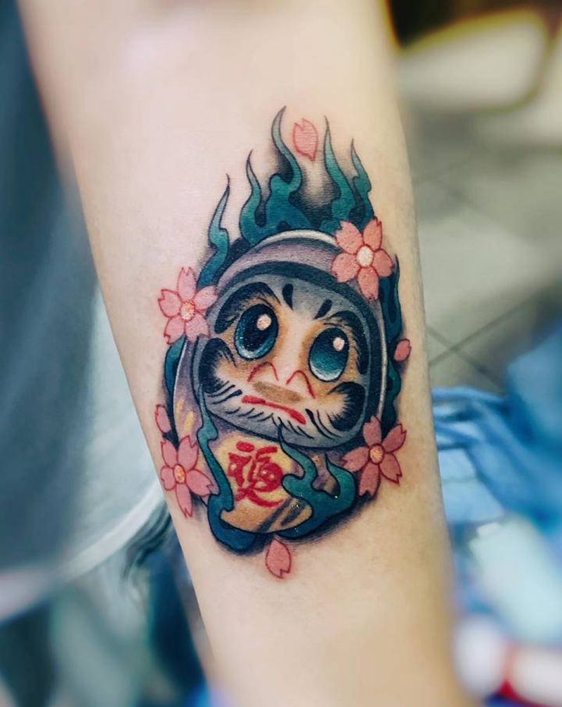 达摩蛋纹身图片_手臂手部Old SchoolNew School纹身图案